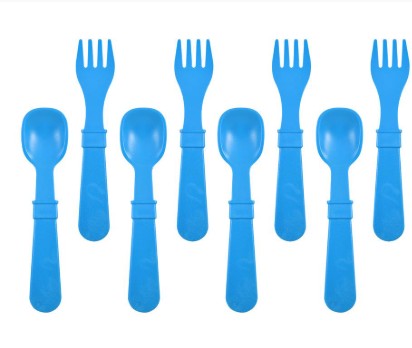 Re-Play Forks and Spoons - Sky Blue - 4 of each - No Retail Packaging